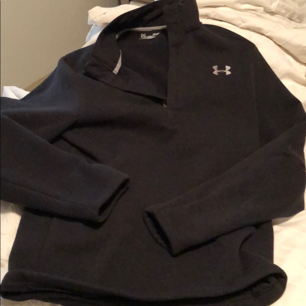 Under armor black fuzzy 1/4 button sweater.